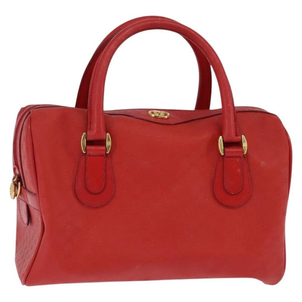 GUCCI Micro GG Canvas Boston Bag Red Gold - Picture 8 of 16